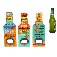 3pce Beer Bottle Opener Set 16cm Magnetic Funny Sayings Mancave Fridge Decor