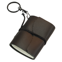 Key Ring Journal Black Mini Leather Bound Book 7.5x5.5cm (3.5x2")