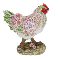 31cm Standing Hen / Chicken with White Chest Flower Finish