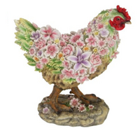 31cm Standing Hen / Chicken with Brown Chest Flower Finish