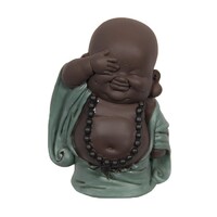 1pce 11cm See No Evil Cute Fat Buddha Monk Turquoise Resin Home Decor