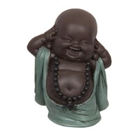 1pce 11cm Hear No Evil Cute Fat Buddha Monk Turquoise Resin Home D̩cor