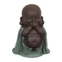 1pce 11cm Speak No Evil Cute Fat Buddha Monk Turquoise Resin Home Decor