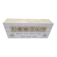 20cm Family Love Inspirational Quote Block Natural With Hearts Boho