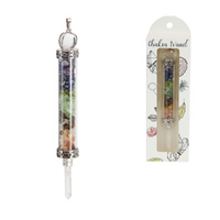 Crystal Wand with Gemstones Inside Glass Cylinder 13cm Length 1 Piece