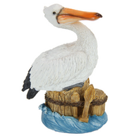 Mini Pelican on Stump 13cm Resin 1pce Looking Up Beach Ornament