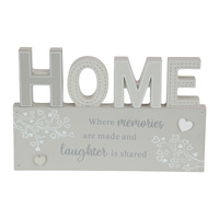 Inspirational Home Plaque White & Grey Standing Sign 20cm Mdf 1pce