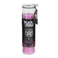 Scented Spell Candle in Glass Pillar 300g Purple Wax Lavender & Rosemary