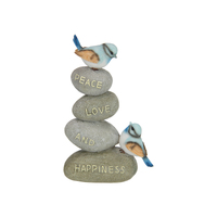 Inspirational Rock Stack Cairn with Blue Birds Resin 19cm 1pce