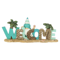 Welcome Sign Beach Gnome Themed Freestanding Ornament 26cm Resin 1pce