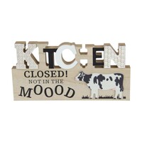 25x13cm Kitchen Cow Plaque with Mood - Fun Farmhouse Wall Décor