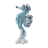 40cm Seahorse with Blue & White Coral Design - Coastal Wall Décor