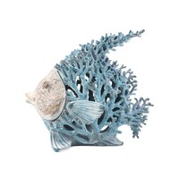 27cm Fish with Blue & White Coral Design - Ocean-Inspired Coastal Decor