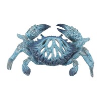 27cm Crab with Blue & White Coral Design - Nautical Coastal Home Décor