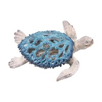 31cm Blue Turtle with Blue & White Coral Design - Coastal Home Accent