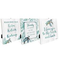 3pce Set 12x14cm Turtle Sentiment Plaques with Lovely Messages