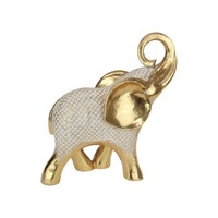 29cm Gold Elephant with Lotus Pattern - Stylish Home Decor Piece