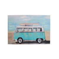 60x90cm Combi Canvas by Kelly Lane - Vintage Beach Van Wall Art