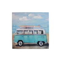 40x40cm Combi Canvas by Kelly Lane - Vintage Beach Van Wall Art