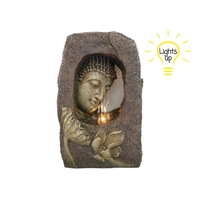 32cm Tranquil Buddha Head Water Fountain/Waterfall Statue & LED Light In/Outdoor