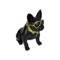 33cm Black Thug Attitude French Bulldog - Collectible Resin Statue