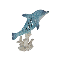 28cm Dolphin with Blue & White Coral Design - Ocean-Inspired Home Décor