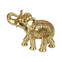 24cm Standing Gold Elephant with Floral Design - Elegant Home Decor Accent