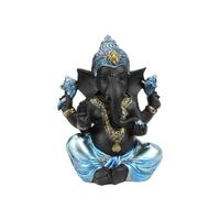 27cm Sitting Ganesh in Shiny Blue Finish - Elegant Spiritual Décor