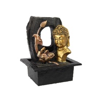 28cm Gold Buddha with Lotus Water Fountain - Illuminated Zen Decor