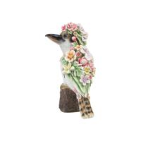 24cm Floral Kookaburra on Stump - Decorative Bird Sculpture for Home & Garden