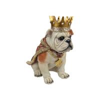 32cm Sitting Royal Bulldog with Crown - Collectible Resin Statue