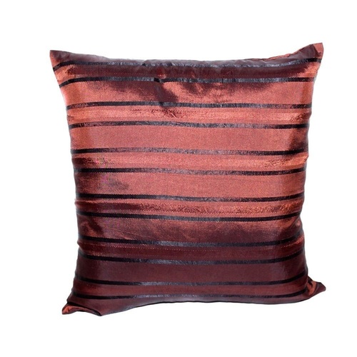 40cm Cushion Cover Decor Polyester Assorted Designs (No Insert) Chocolate with Stripes