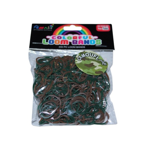 ASAH Camouflage Loom Bands 300pce + 16 S Clips - Camouflage