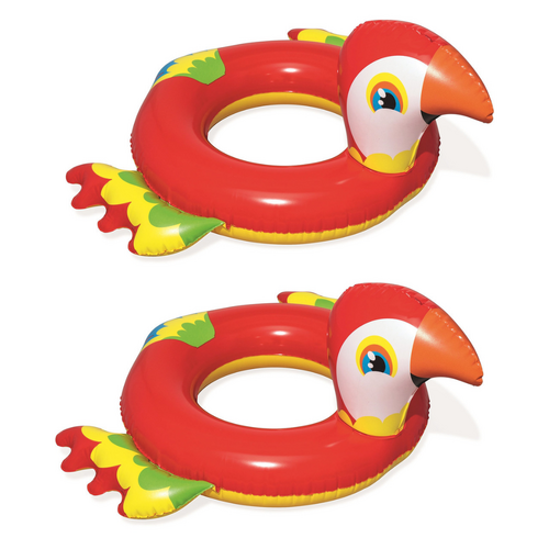 2x Inflatable Swim Rings Set Red Toucan 84x76cm Kids Pool Toy