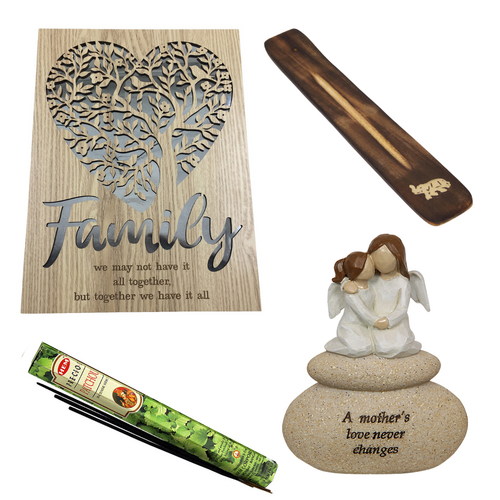 Mothers Day Gift Tree Of Life Mirror + Sentimental Angel Mum + Incense & Holder