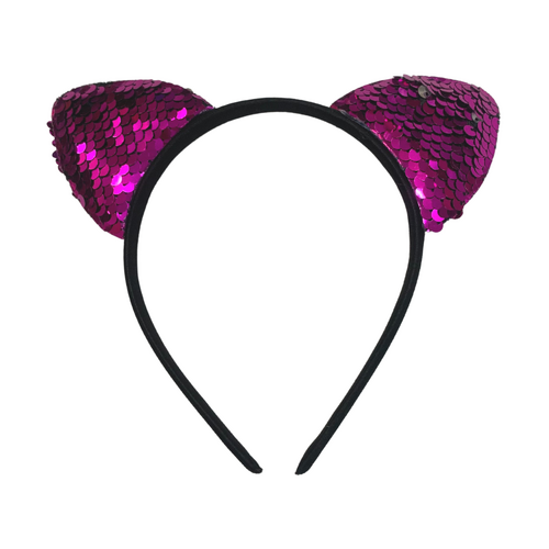 Sequin Purple Cat Ears Headband, Dress Up Costume Accessory Kids/Adult ...