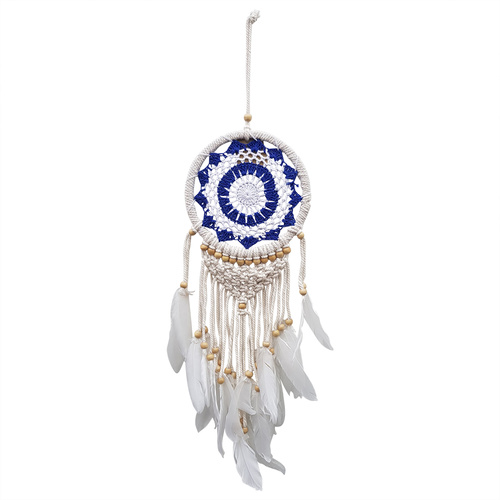 Navy Blue 17cm Colourful Dream Catcher Doily Macrame Beaded Boho