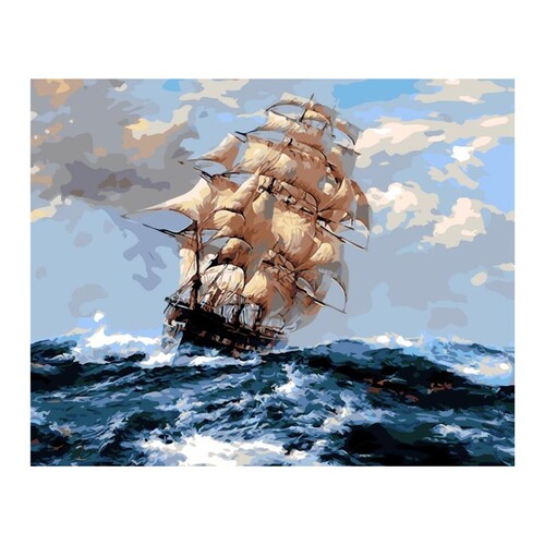 Tall Ship Sailing Paint by Numbers Canvas Art Work DIY 40cm x 50cm