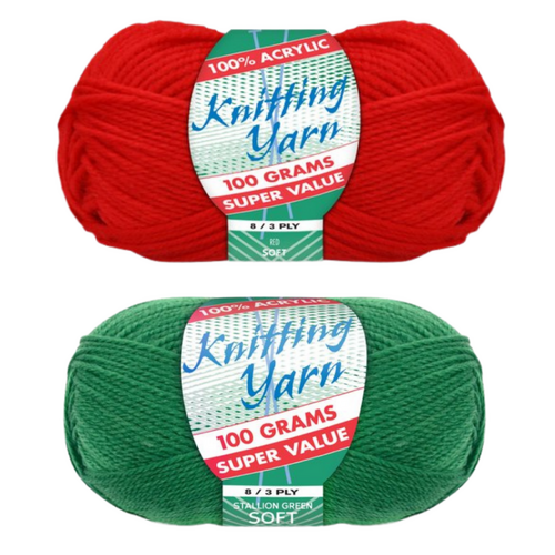 Rabbitohs Footy Team Colours Knitting Wool Yarn 100g/Roll 2 Piece 100% Acrylic