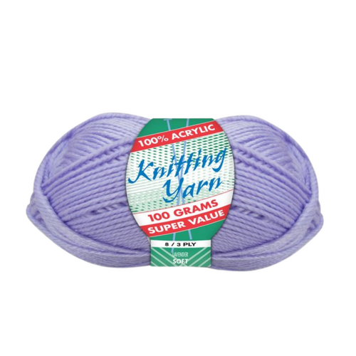 Lavender Knitting Wool Yarn 100g 8 Ply 1 Roll 100% Acrylic