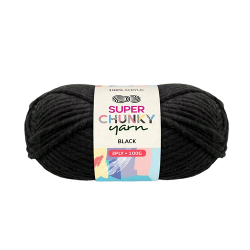 Black Knitting Wool Yarn 100g 3 Ply 1 Roll 100% Acrylic