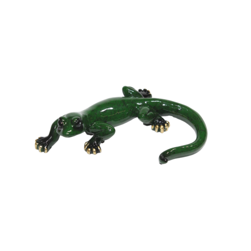 Dark Green 10cm Marble Lizard Reptile Resin Home Decor Ornament 