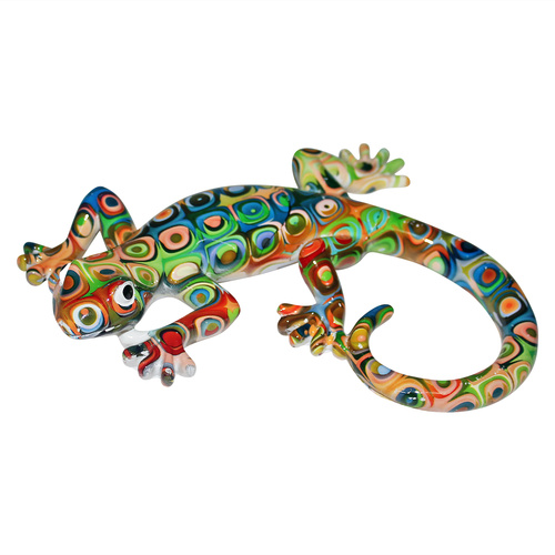 Retro Circles 20cm Funky Rainbow Lizards Wall Art Groovy Vibrant Retro Style