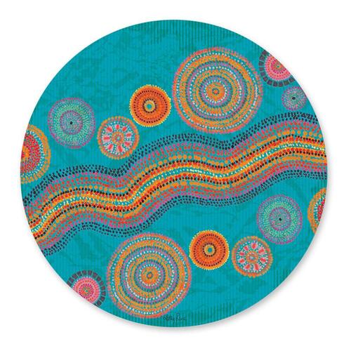 Blue Spirit 6-Piece Round Placemat Set (33cm) in Gift Box by Kelly Lane