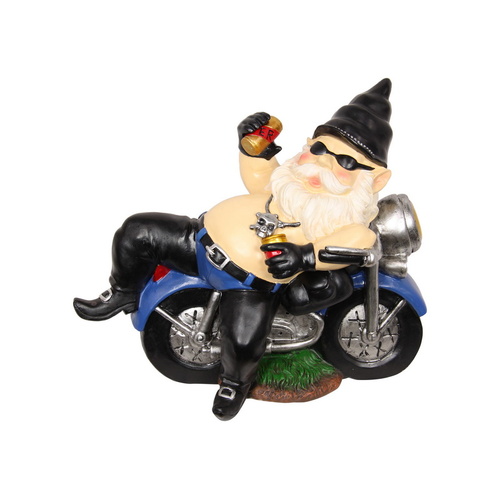 30cm Drunk Biker Gnome - Funny Motorcycle Bar Decor | Tipsy Garden Gnome