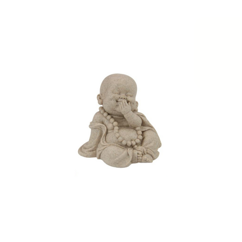 13cm Sitting Wise Buddha in Natural Finish - Serene Decor, Speak No Evil