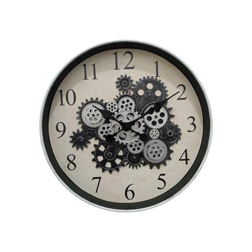 50cm White Framed Cog Clock.  Stylish Gear Design Wall Clock