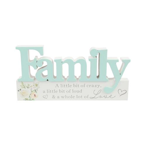 24cm Family Plaque with Wording & Leaves - Heartfelt Home Décor