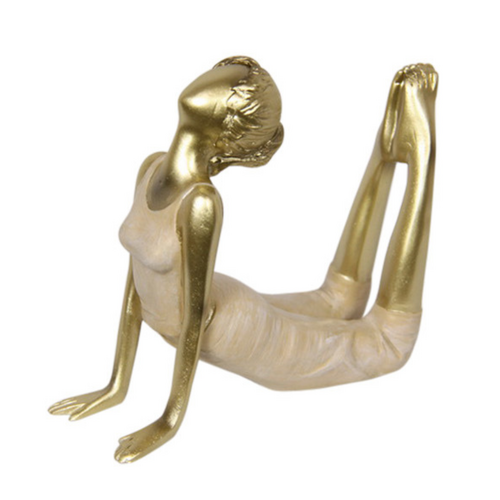 Gold Yoga Lady in Upward Facing Dog Pose 12cm Resin 1pce Inspirational Ornament