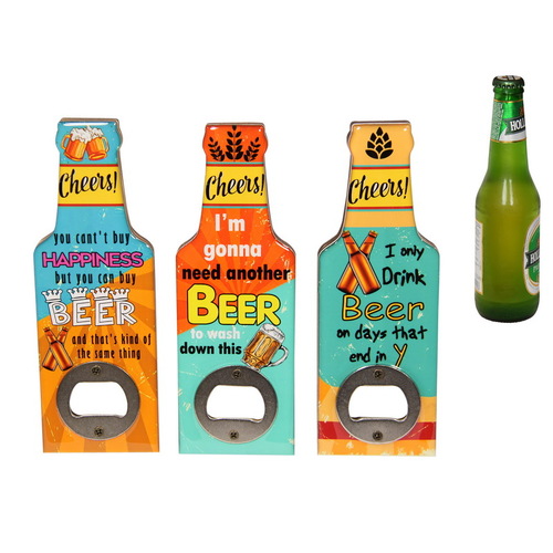 3pce Beer Bottle Opener Set 16cm Magnetic Funny Sayings Mancave Fridge Decor